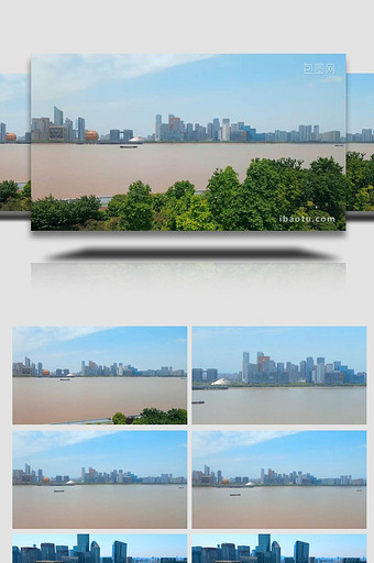 震撼杭州洲际酒店屹立城市群4K航拍图片