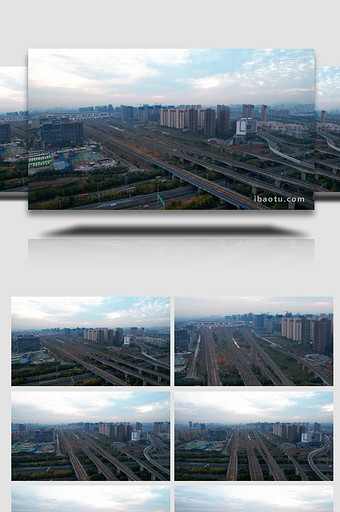 震撼南京南站清晨高铁行驶4k航拍图片