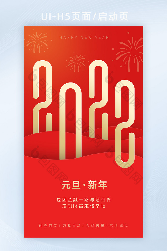 2022红色简约元旦字体创意跨年新年海报