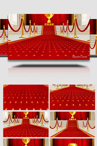 红地毯上三维颁奖logo展示动画AE模板图片