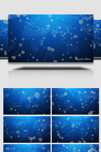 虚拟货币世界地图加密网络循环背景视频素材图片