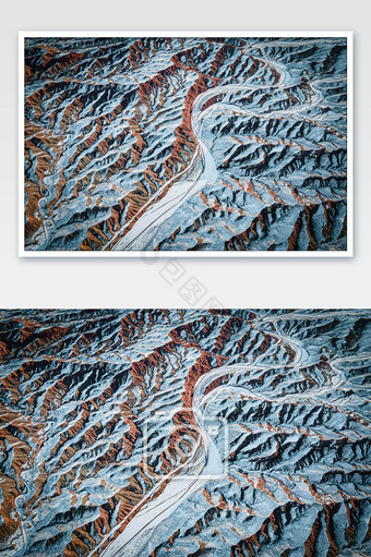 冬季雪后的甘肃张掖平山湖大峡谷俯视图片