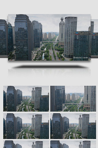 城市地标杭州钱江新城CBD4K大气航拍图片