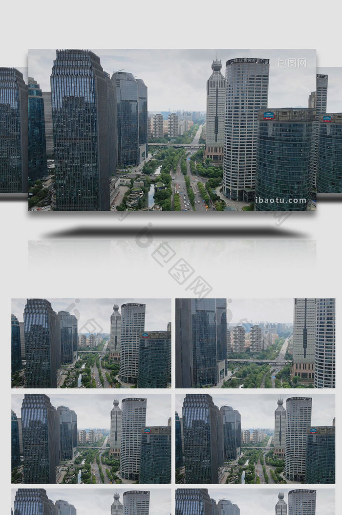 城市地标杭州钱江新城CBD4K大气航拍