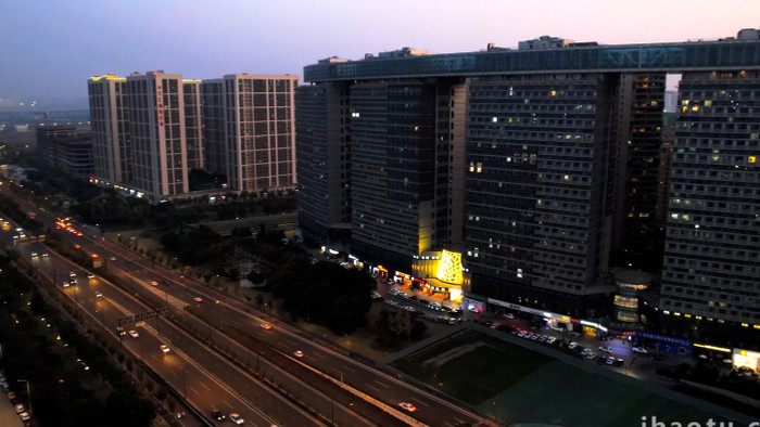 城市夜景南京江北新区明发中心夜景4K航拍