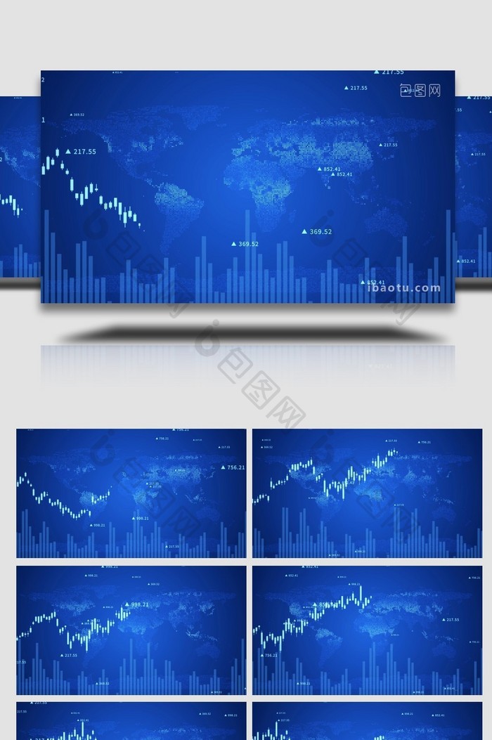 4k蓝色金融股市数据变化背景视频