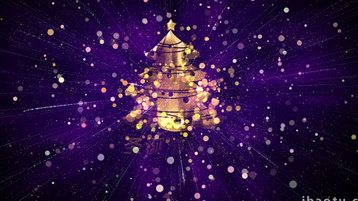 闪光粒子光斑金色logo圣诞树AE模板