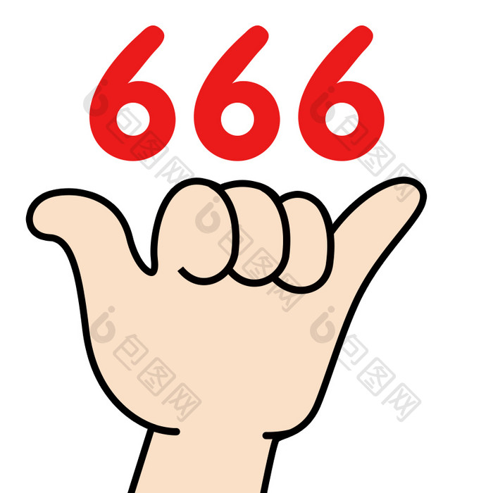 红色手绘666手势表情包动图GIF