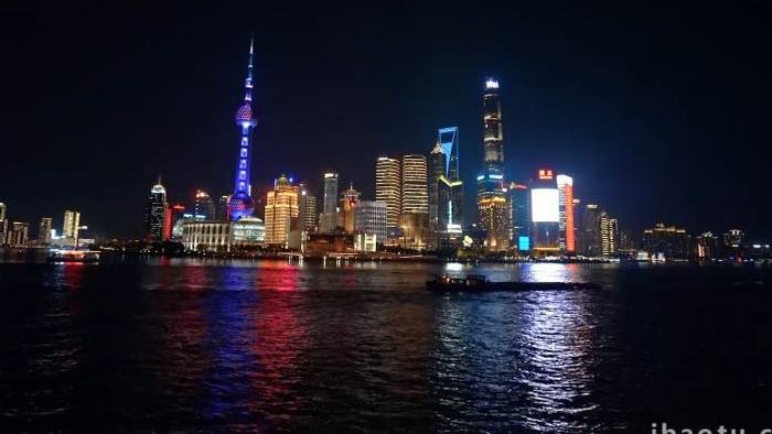 震撼上海北外滩繁华夜色灯光秀4K实拍