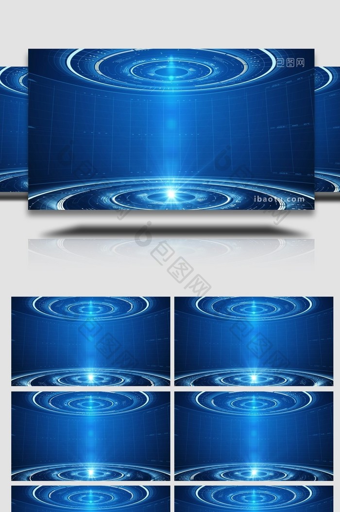 4k蓝色科技圆环hud空间背景视频