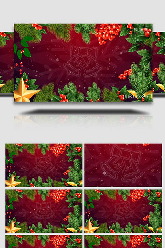 漂亮的冬青树叶装饰的圣诞节背景视频图片