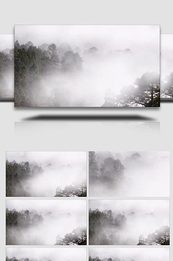 实拍雨后大雾笼罩的山林航拍视频素材图片