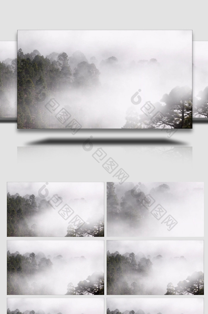 实拍雨后大雾笼罩的山林航拍视频素材