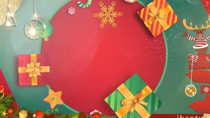圣诞红色创意礼品圣诞树粒子闪烁背景视频