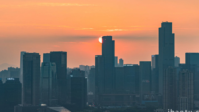 自然大气城市太阳下山日落天黑4k延时