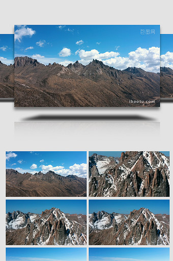自然震撼西部高原大山山峰4k航拍图片