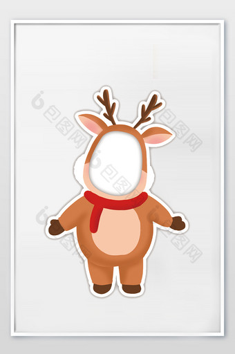 卡通圣诞节麋鹿拍照框图片