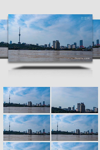 城市地标武汉电视塔晴川桥延时摄影图片