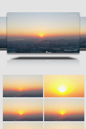早晨东边太阳升起城市日出4K延时图片