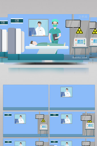 易用卡通类mg动画插画医院类场景类CT室图片