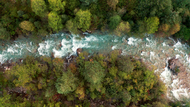 自然森林河流航拍4K实拍
