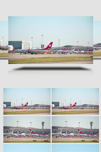 城市交通机场男子看向飞机写意实拍4K图片