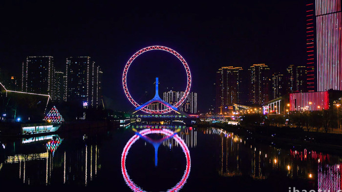 天津之眼海河风光大气夜景延时摄影4K