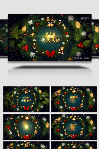 圣诞节花环文字标题开场动画AE模板图片
