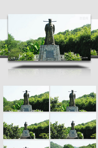 铜像简约包青天历史人物雕像4k航拍图片