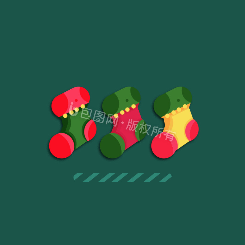 绿色扁平卡通圣诞节袜子加载页面动图GIF图片
