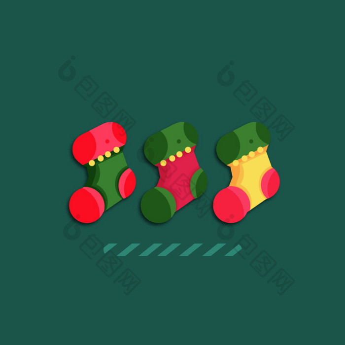 绿色扁平卡通圣诞节袜子加载页面动图GIF