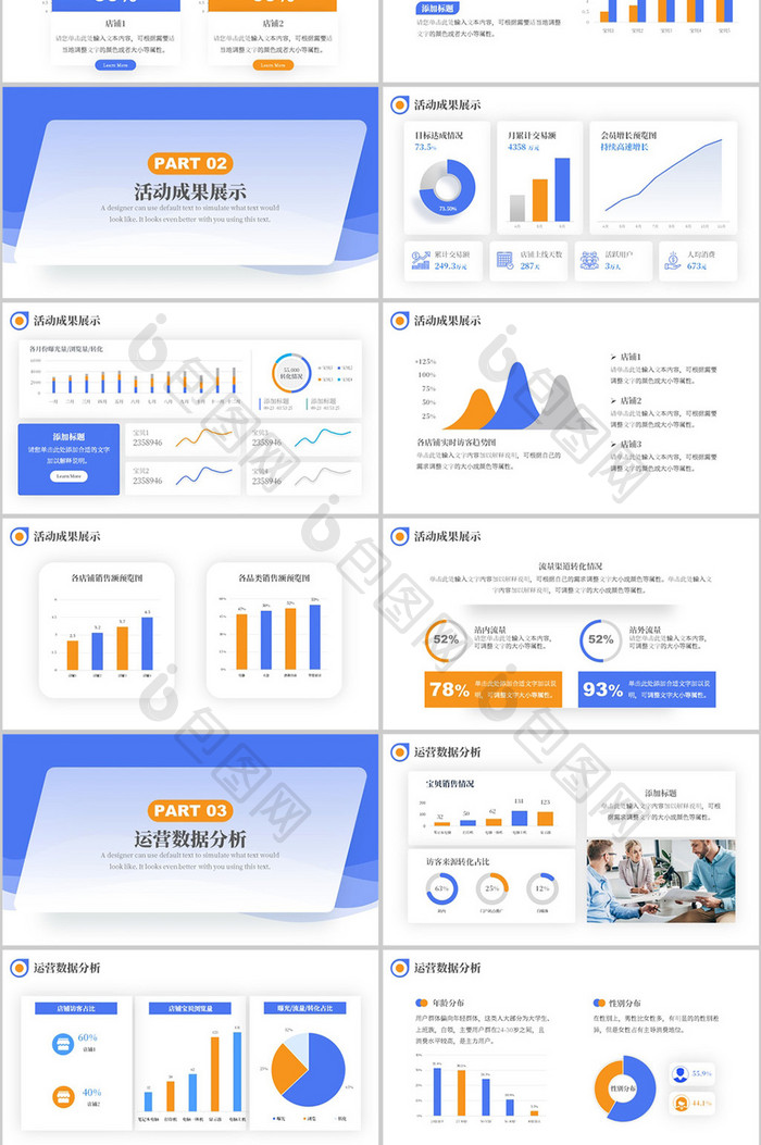 蓝色简约风电商促销活动数据分析PPT模板