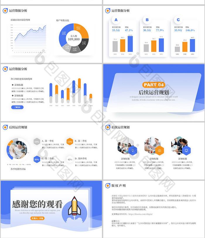 蓝色简约风电商促销活动数据分析PPT模板