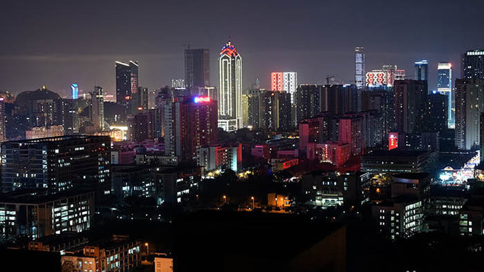 广西柳州城市建筑夜景延时