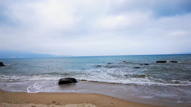 自然风光大海沙滩浪起浪落延时摄影