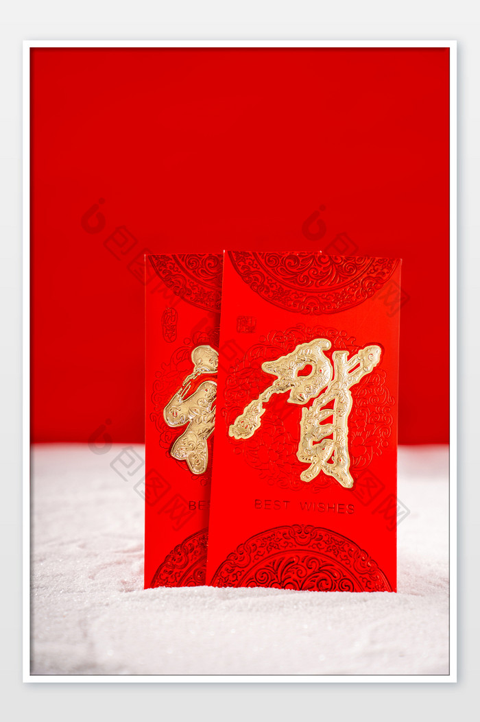 红色新年春节虎年红包摄影图