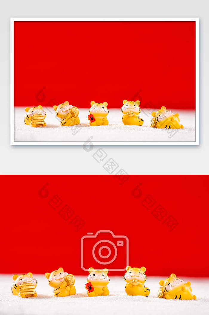 红色虎年新年春节摆件摄影图