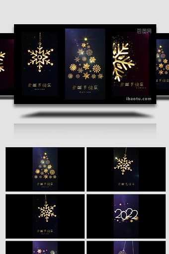 5款豪华高端黑金色圣诞节竖版动画AE模板图片