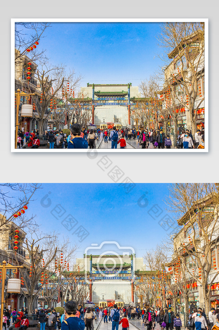 北京过年时候的前门大街建筑摄影图片图片