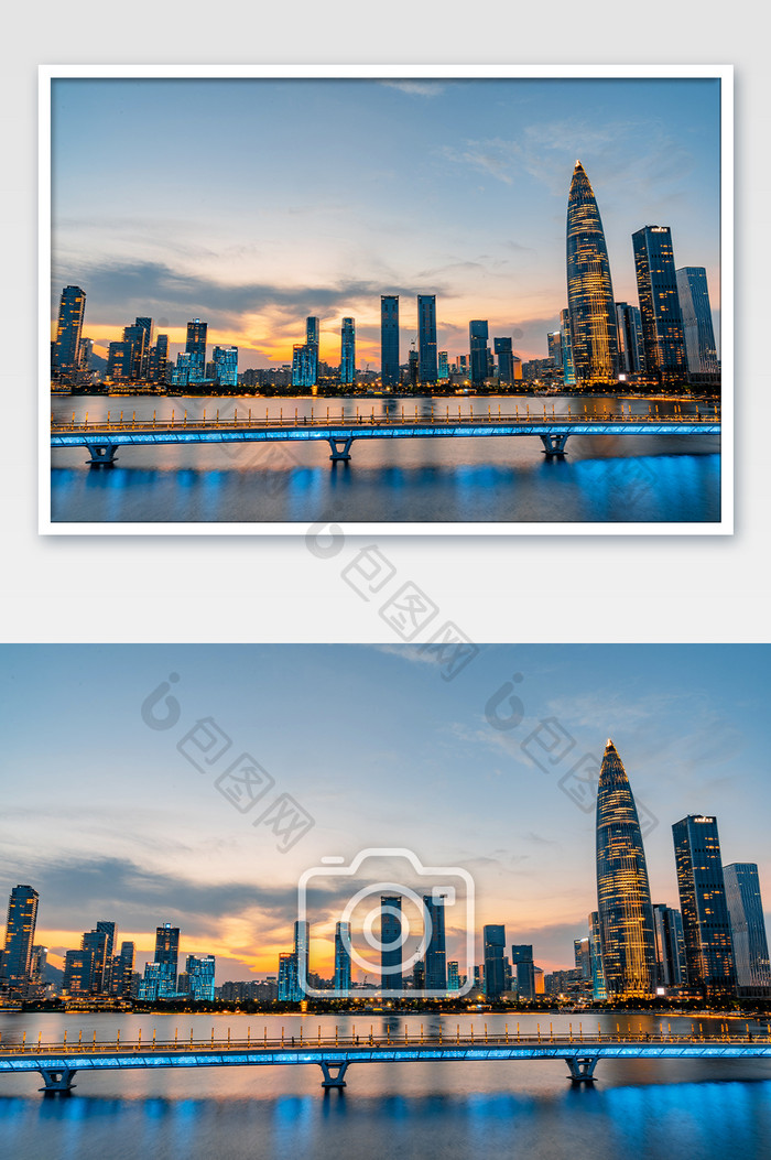 城市建筑深圳CBD黄昏风光摄影图