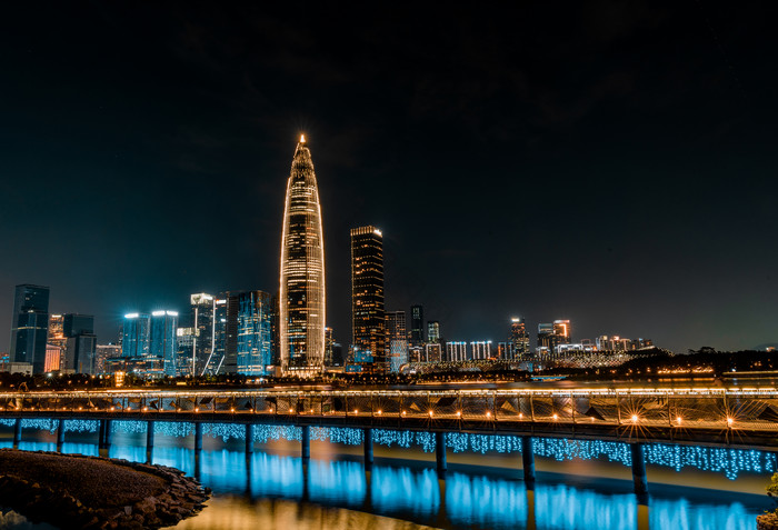 深圳CBD夜景城市建筑摄影图图片