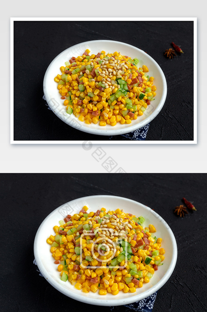 松仁玉米粒黄瓜丁素食图片图片