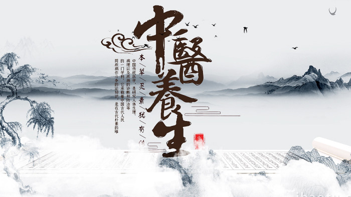 大气传统中国文化中医养生水墨AE图文模版