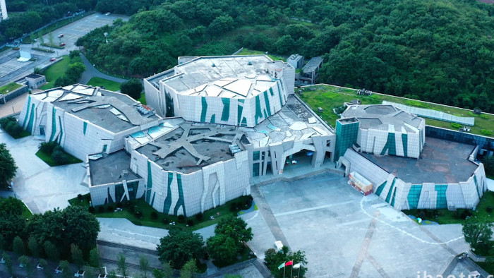 异形建筑大气重庆自然博物馆4k航拍