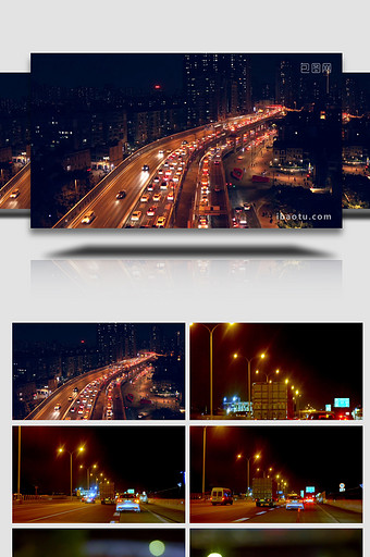 城市交通简约夜间行驶的汽车4k实拍图片