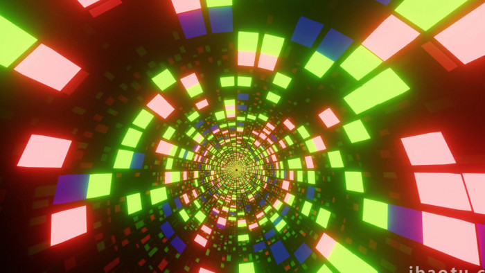 4K绚丽闪烁霓虹隧道可循环背景视频素材