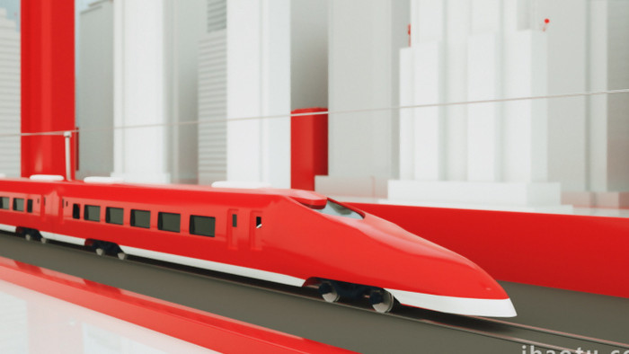 高铁交通工具3D模型背景视频