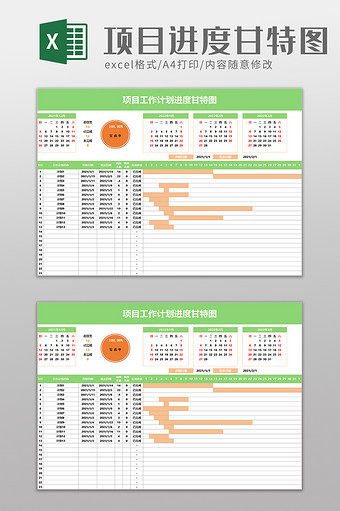 项目工作计划进度甘特图excel模板图片