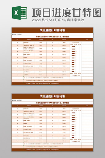 进度计划甘特表excel模板图片