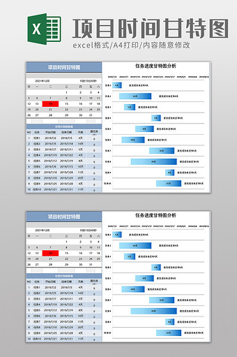 项目时间甘特图excel模板